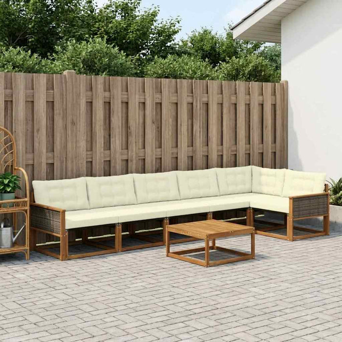 Set de canapele de exterior cu pernă 7 pcs Natural și Crem WALTI