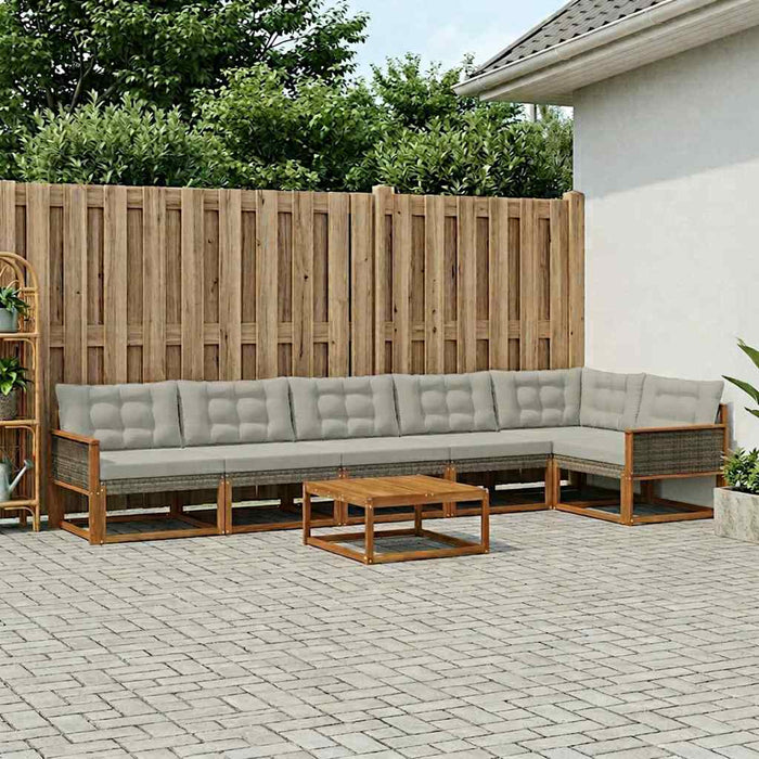 Set de canapele de exterior 7 pcs Natural și gri deschis WALTI