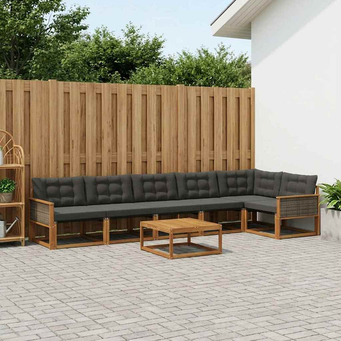 Set de canapele de exterior cu pernă 7 pcs Natural și Negru WALTI