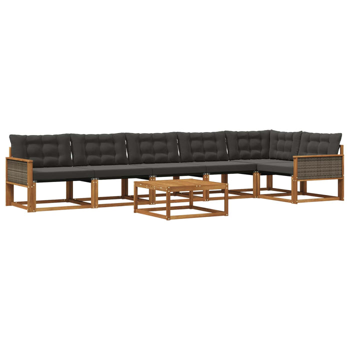 Set de canapele de exterior cu pernă 7 pcs Natural și Negru WALTI