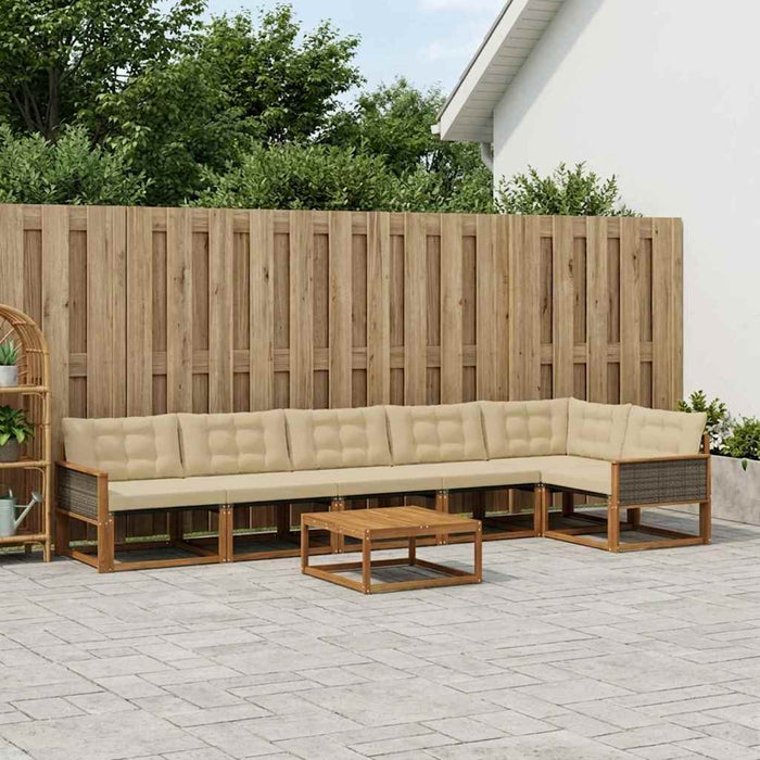Set de canapele de exterior cu pernă 7 pcs Natural și Bej WALTI