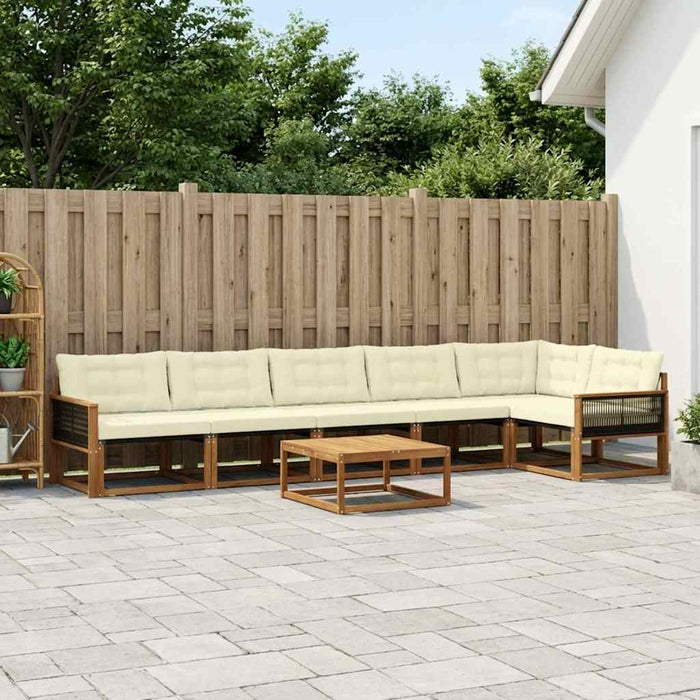 Set de canapele de exterior cu pernă 7 pcs Natural și Crem WALTI
