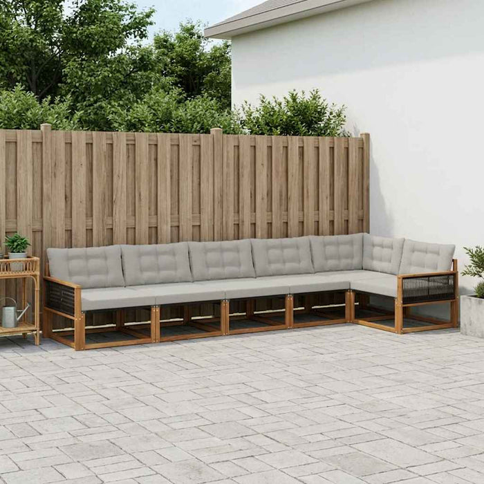 Set de canapele de exterior 7 pcs Natural și gri deschis WALTI