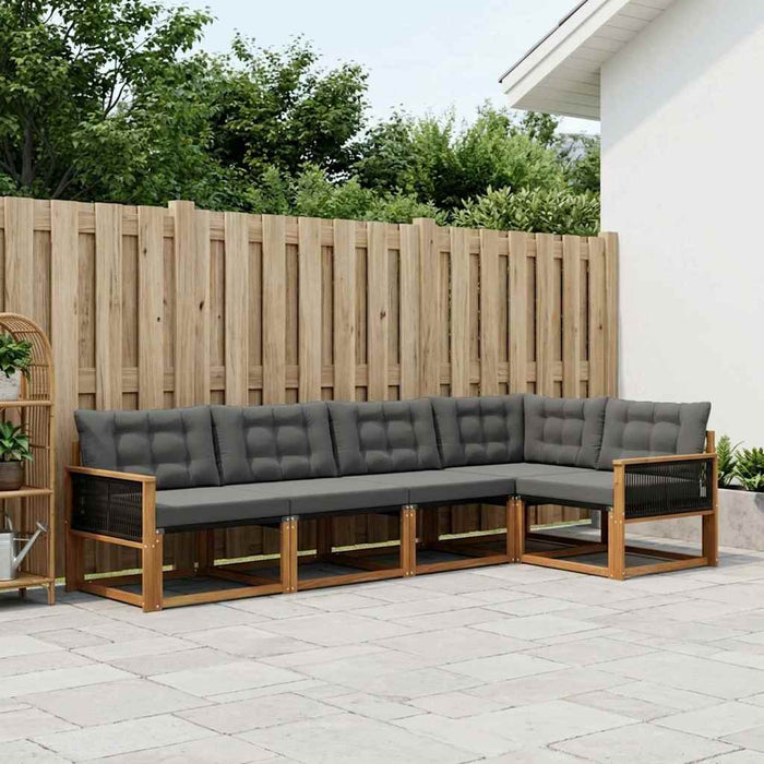 Set de canapele de exterior cu pernă 7 pcs Natural și Negru WALTI
