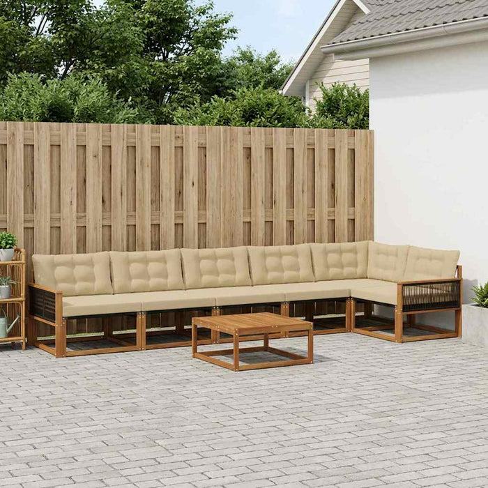 Set de canapele de exterior cu pernă 7 pcs Natural și Bej WALTI