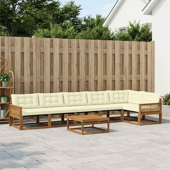 Set de canapele de exterior cu pernă 7 pcs Natural și Crem WALTI