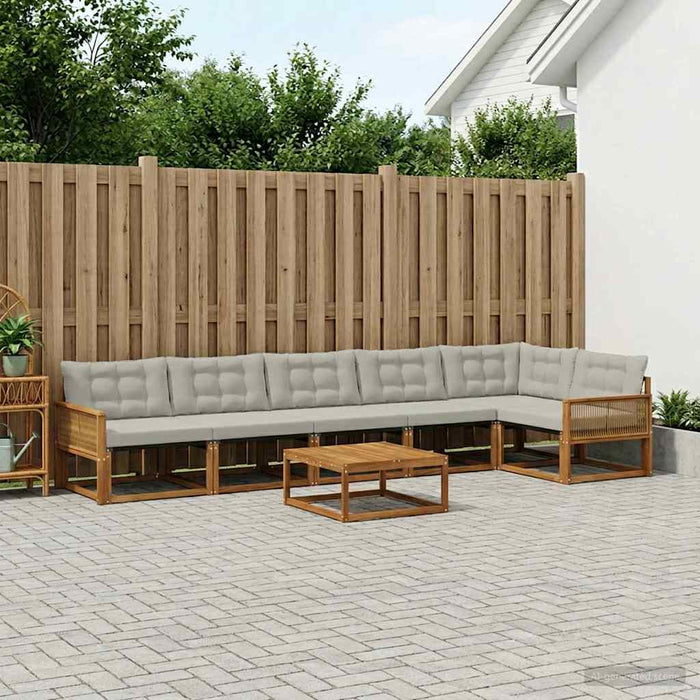 Set de canapele de exterior 7 pcs Natural și gri deschis WALTI