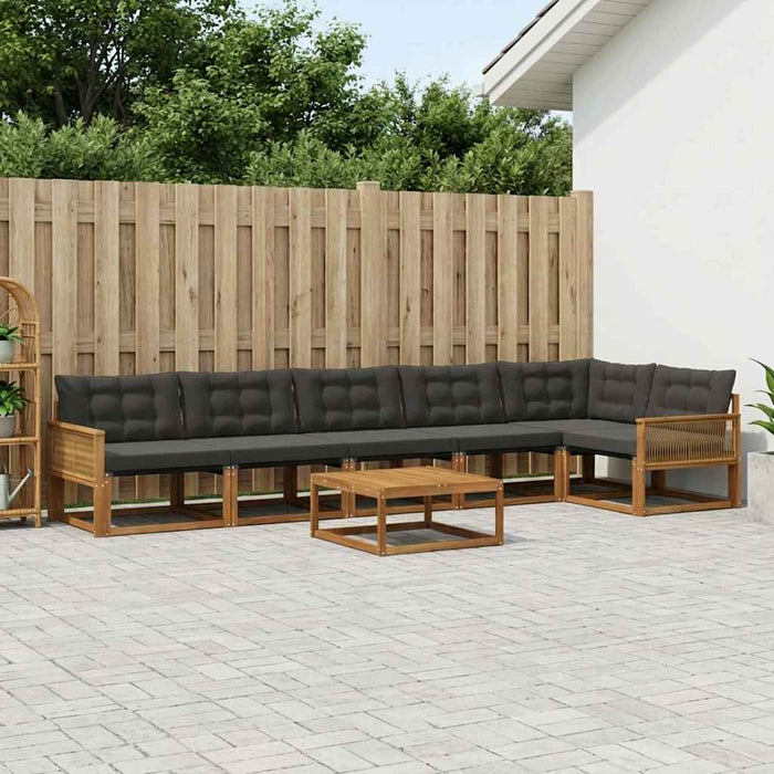 Set de canapele de exterior cu pernă 7 pcs Natural și Negru WALTI