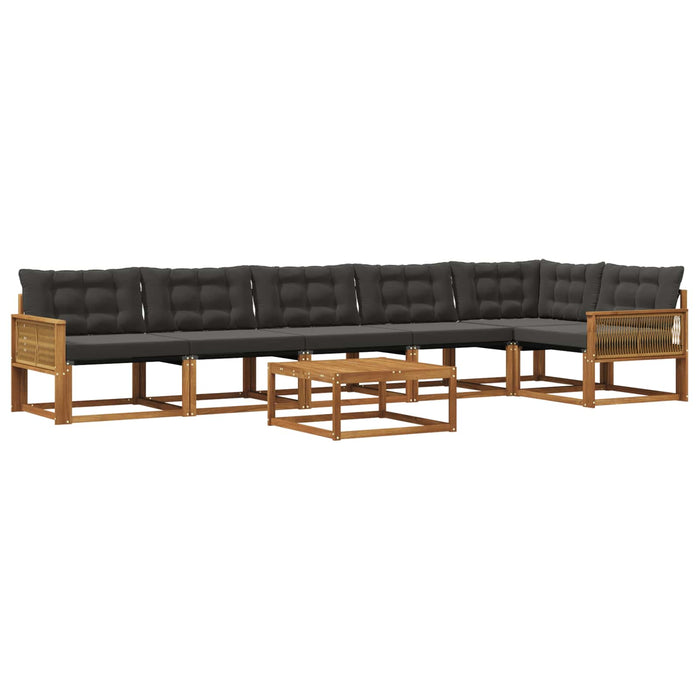 Set de canapele de exterior cu pernă 7 pcs Natural și Negru WALTI