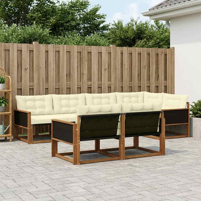 Set de canapele de exterior cu pernă 7 pcs Natural și Crem WALTI