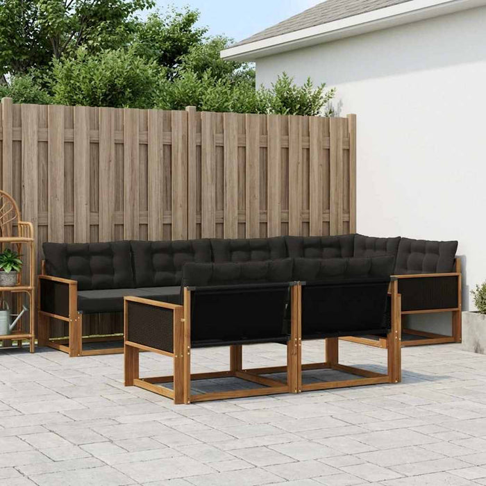 Set de canapele de exterior cu pernă 7 pcs Natural și Negru WALTI
