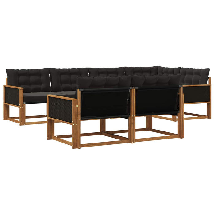 Set de canapele de exterior cu pernă 7 pcs Natural și Negru WALTI