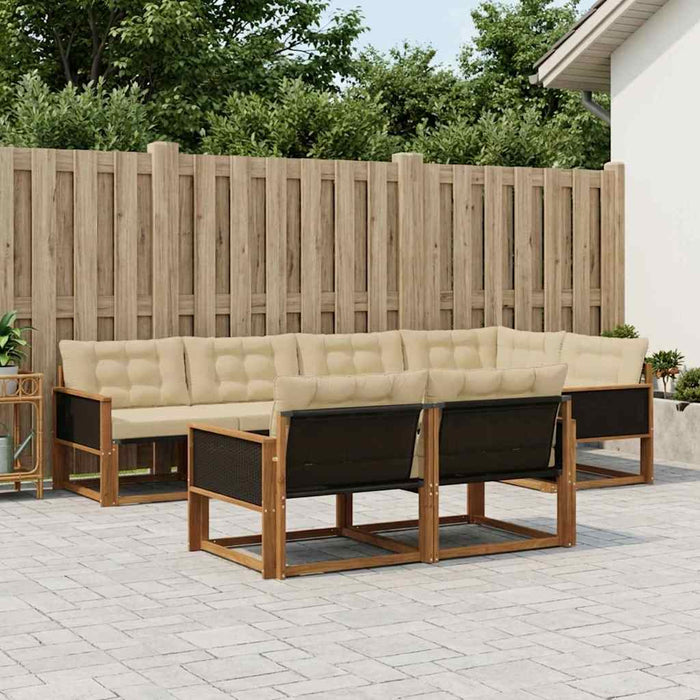 Set de canapele de exterior cu pernă 7 pcs Natural și Bej WALTI