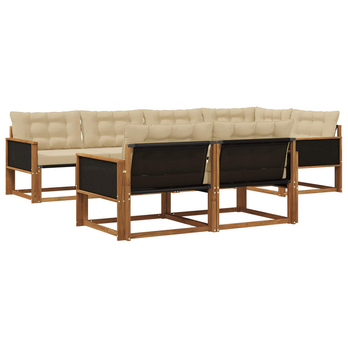 Set de canapele de exterior cu pernă 7 pcs Natural și Bej WALTI