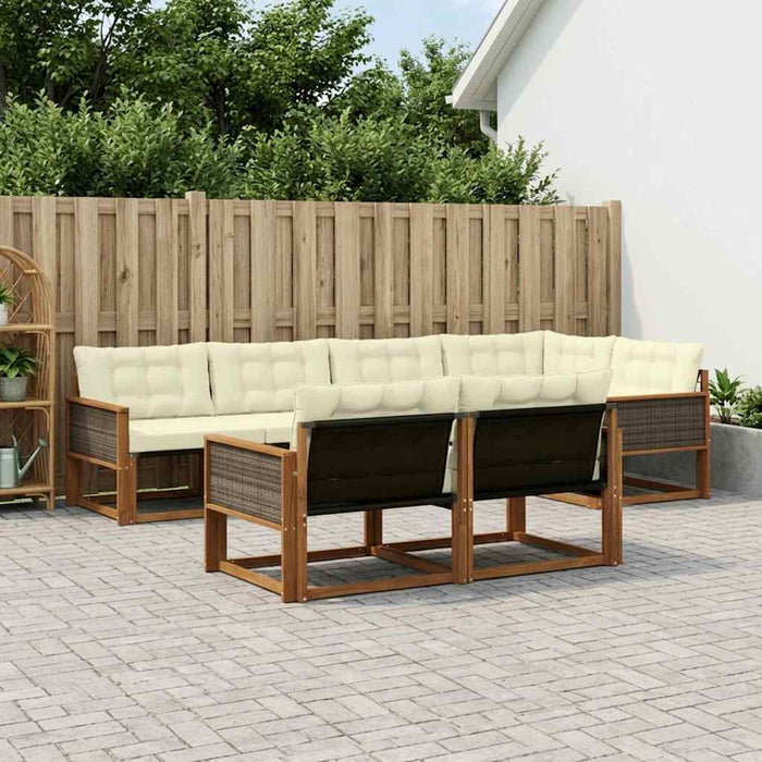 Set de canapele de exterior cu pernă 7 pcs Natural și Crem WALTI