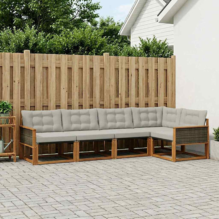 Set de canapele de exterior 7 pcs Natural și gri deschis WALTI
