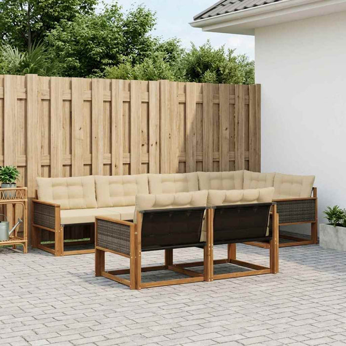 Set de canapele de exterior cu pernă 7 pcs Natural și Bej WALTI