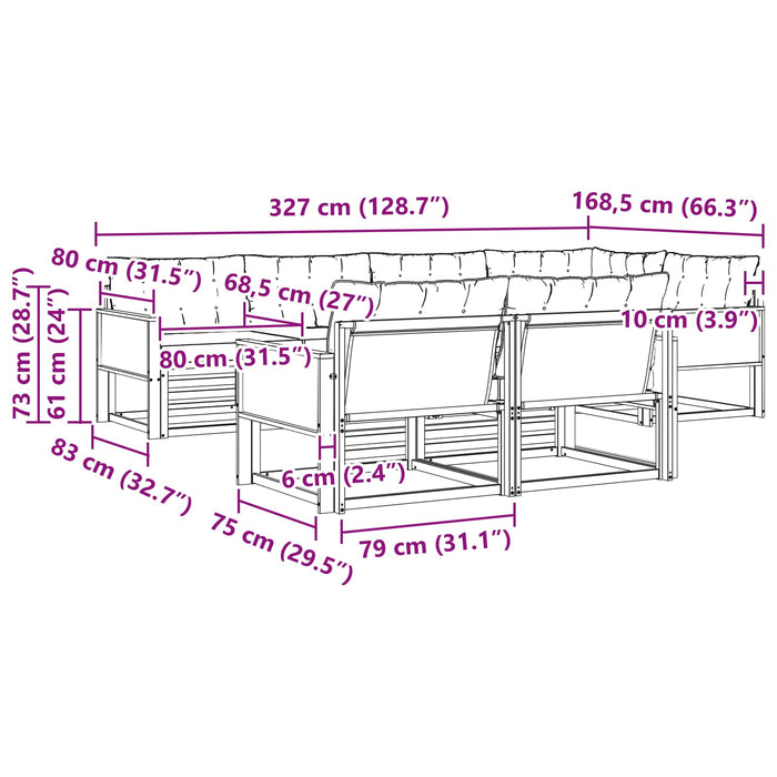 Set de canapele de exterior cu pernă 7 pcs Natural și Bej WALTI