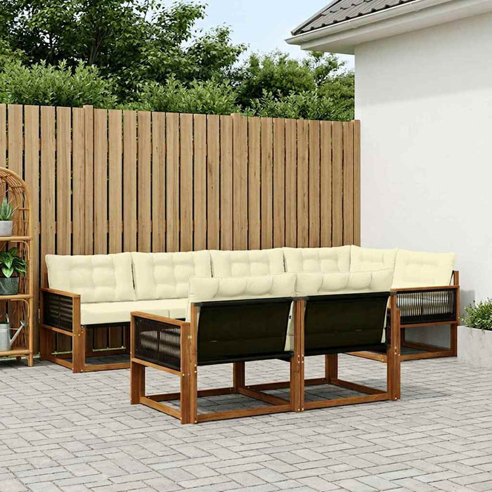 Set de canapele de exterior cu pernă 7 pcs Natural și Crem WALTI