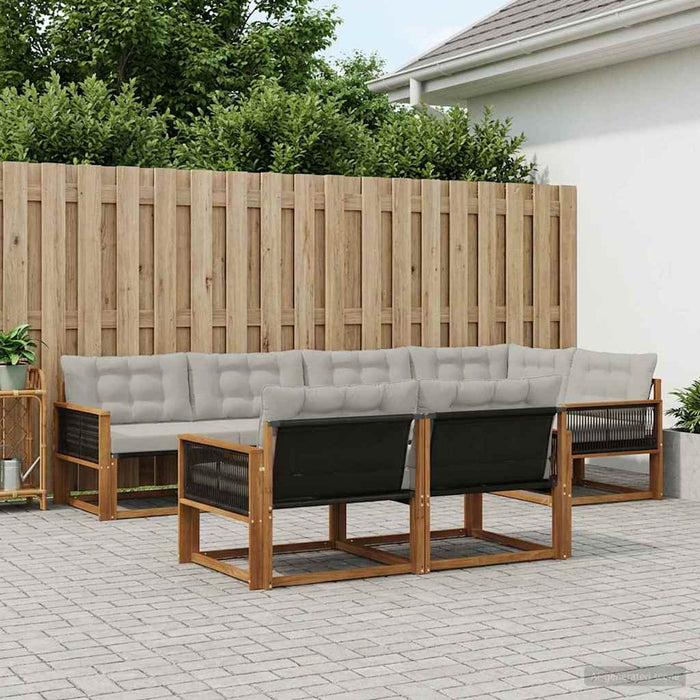 Set de canapele de exterior 7 pcs Natural și gri deschis WALTI