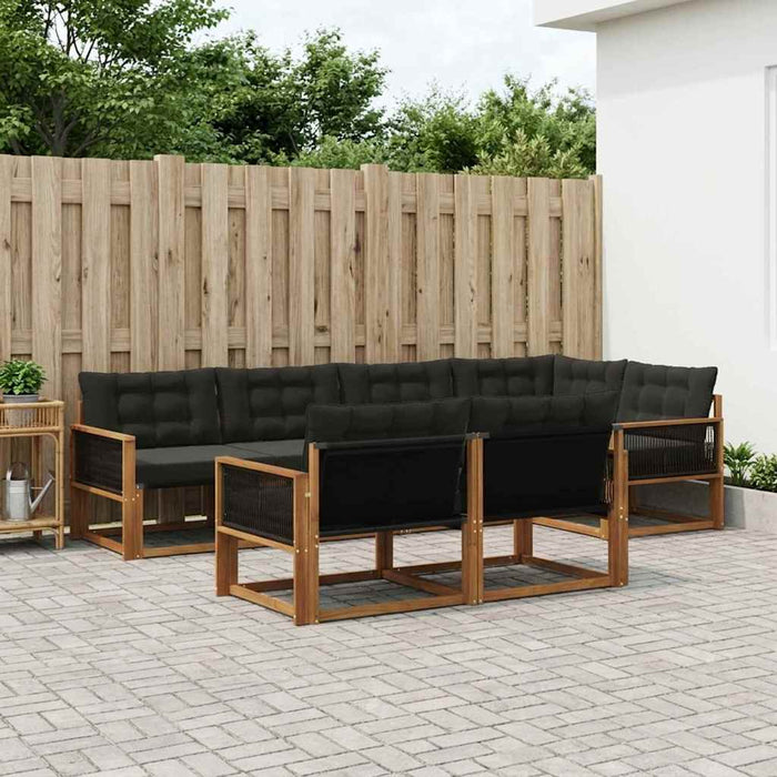 Set de canapele de exterior cu pernă 7 pcs Natural și Negru WALTI