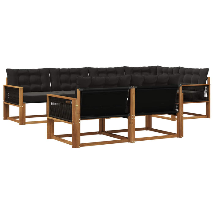 Set de canapele de exterior cu pernă 7 pcs Natural și Negru WALTI