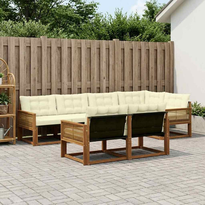 Set de canapele de exterior cu pernă 7 pcs Natural și Crem WALTI