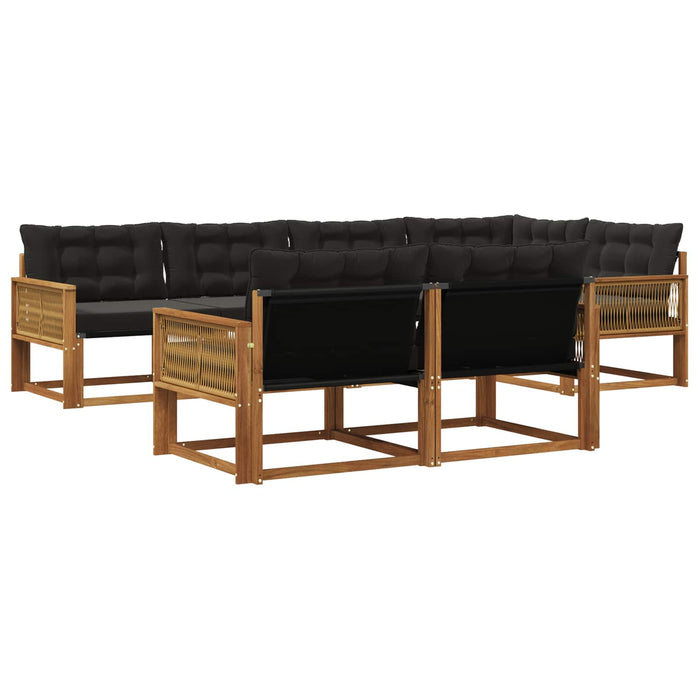 Set de canapele de exterior cu pernă 7 pcs Natural și Negru WALTI