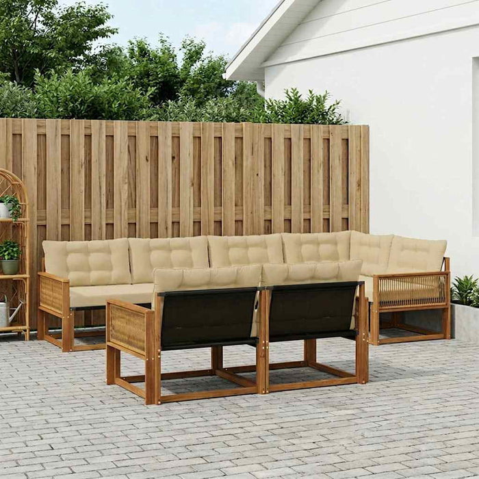 Set de canapele de exterior cu pernă 7 pcs Natural și Bej WALTI