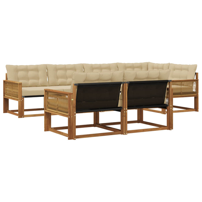 Set de canapele de exterior cu pernă 7 pcs Natural și Bej WALTI