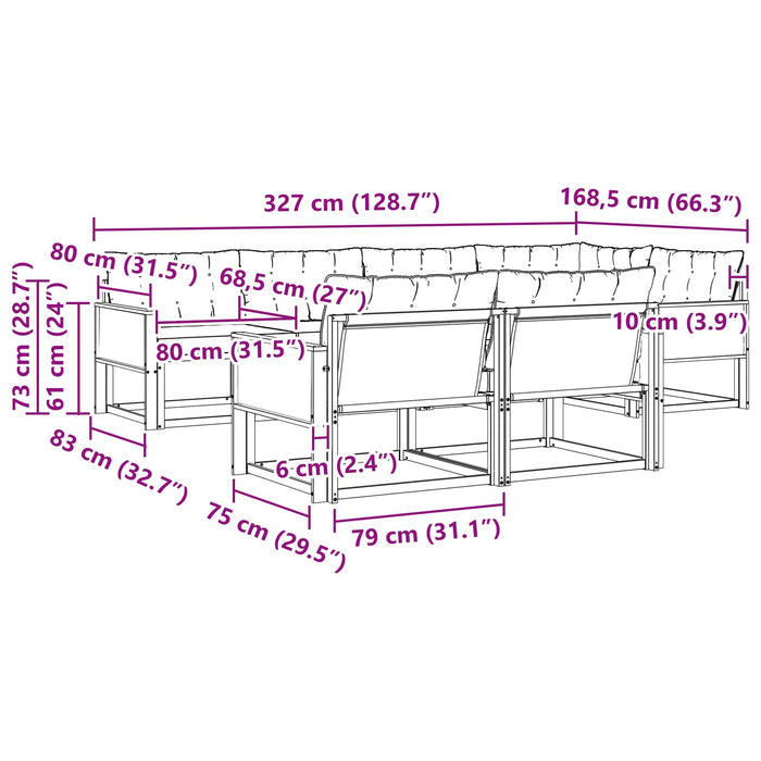 Set de canapele de exterior cu pernă 7 pcs Natural și Bej WALTI