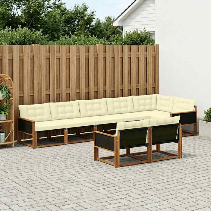 Set de canapele de exterior cu pernă 8 pcs Natural și Crem WALTI