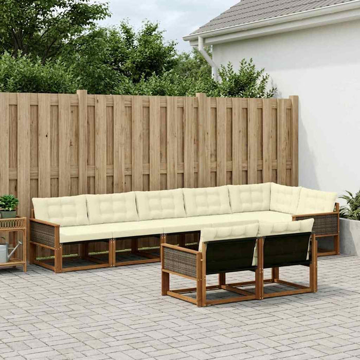 Set de canapele de exterior cu pernă 8 pcs Natural și Crem WALTI