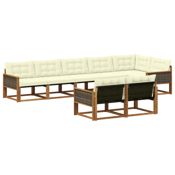 Set de canapele de exterior cu pernă 8 pcs Natural și Crem WALTI