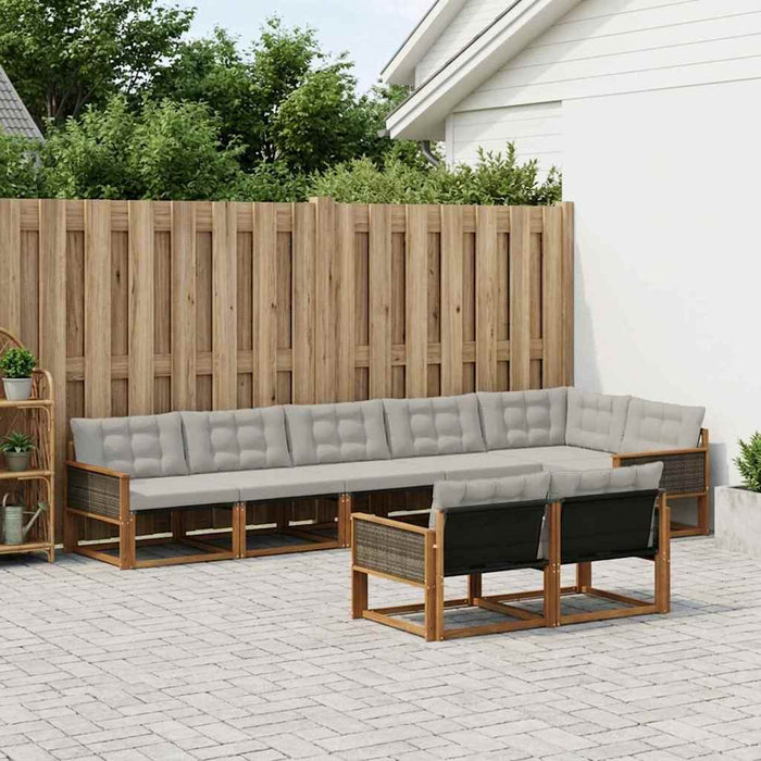 Set de canapele de exterior 8 pcs Natural și gri deschis WALTI
