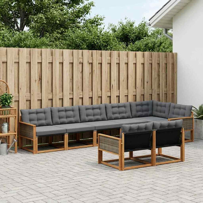 Set de canapele de exterior cu pernă 8 pcs Natural și Negru WALTI