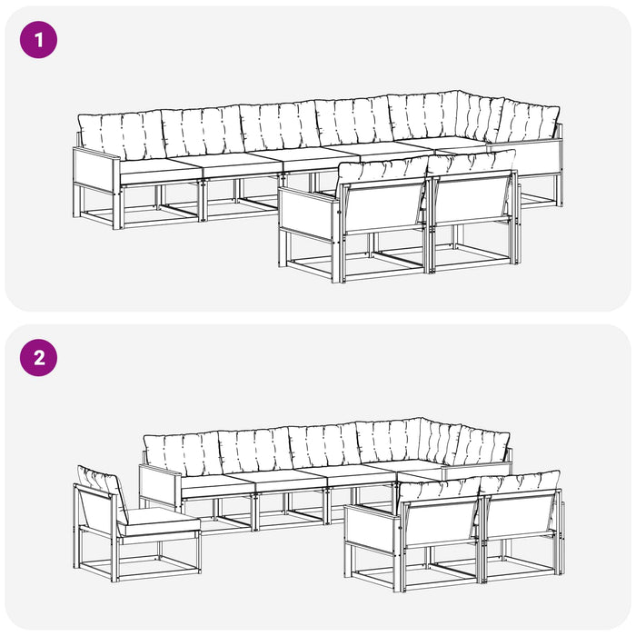 Set de canapele de exterior cu pernă 8 pcs Natural și Negru WALTI