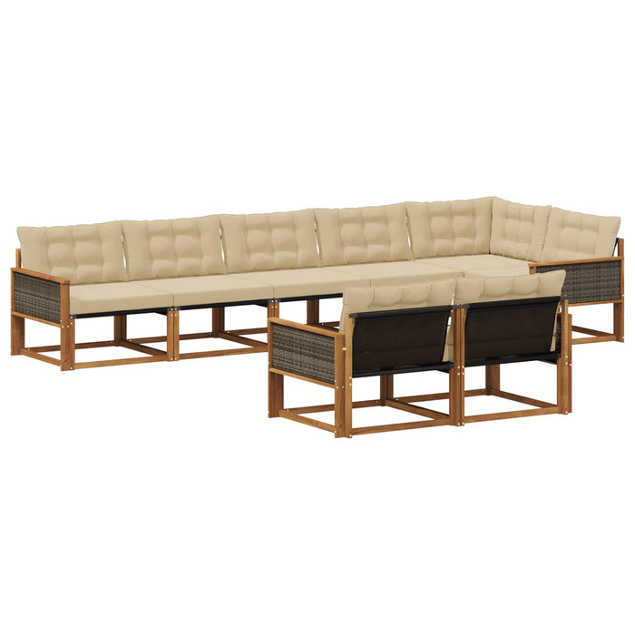 Set de canapele de exterior cu pernă 8 pcs Natural și Bej WALTI