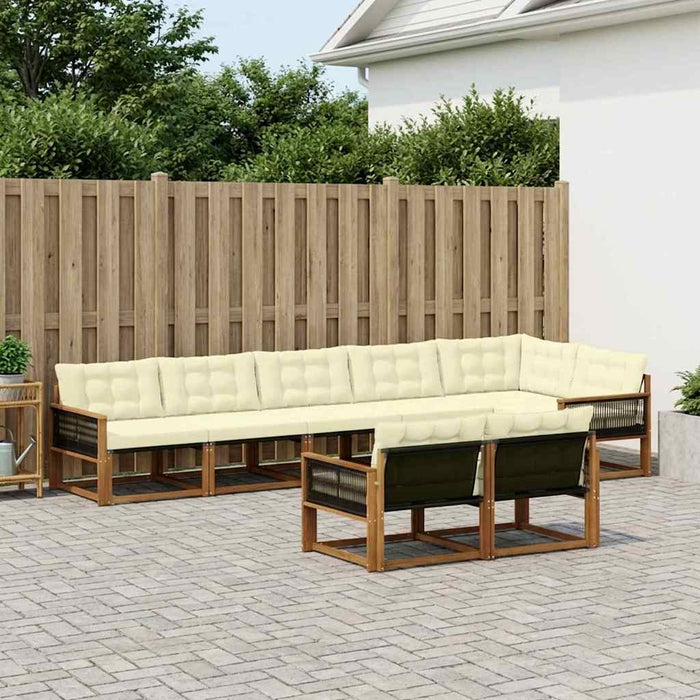 Set de canapele de exterior cu pernă 8 pcs Natural și Crem WALTI