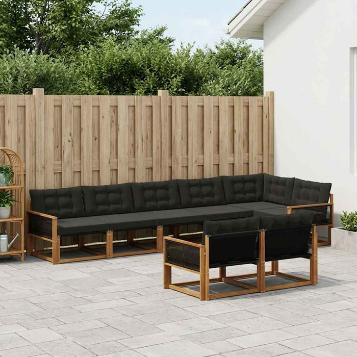 Set de canapele de exterior cu pernă 8 pcs Natural și Negru WALTI