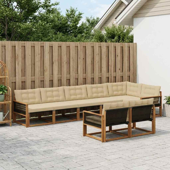 Set de canapele de exterior cu pernă 8 pcs Natural și Bej WALTI