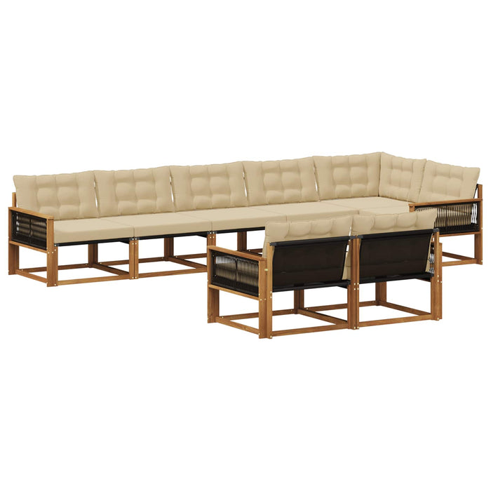 Set de canapele de exterior cu pernă 8 pcs Natural și Bej WALTI