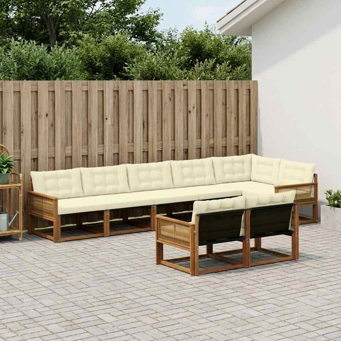 Set de canapele de exterior cu pernă 8 pcs Natural și Crem WALTI