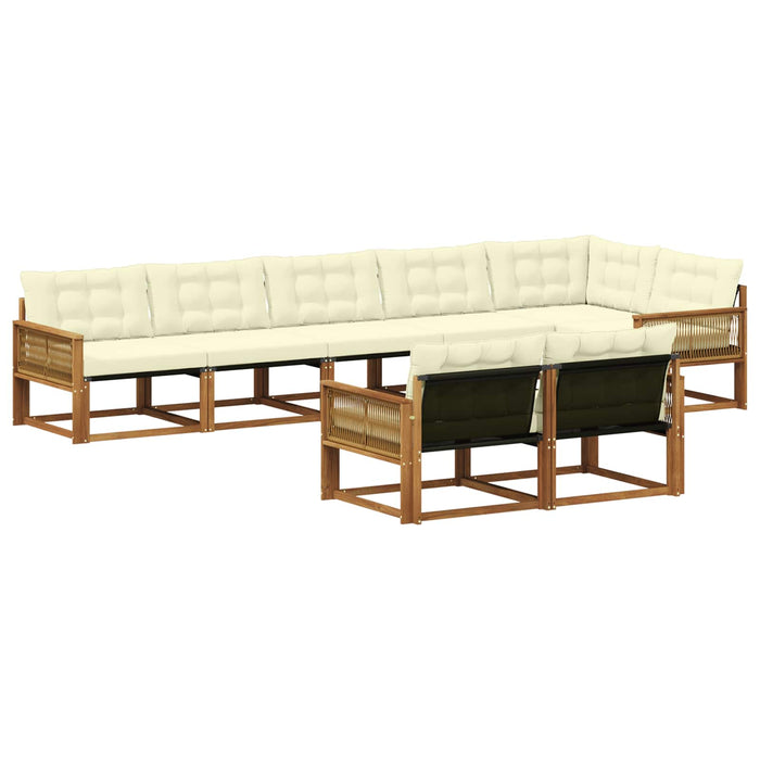 Set de canapele de exterior cu pernă 8 pcs Natural și Crem WALTI