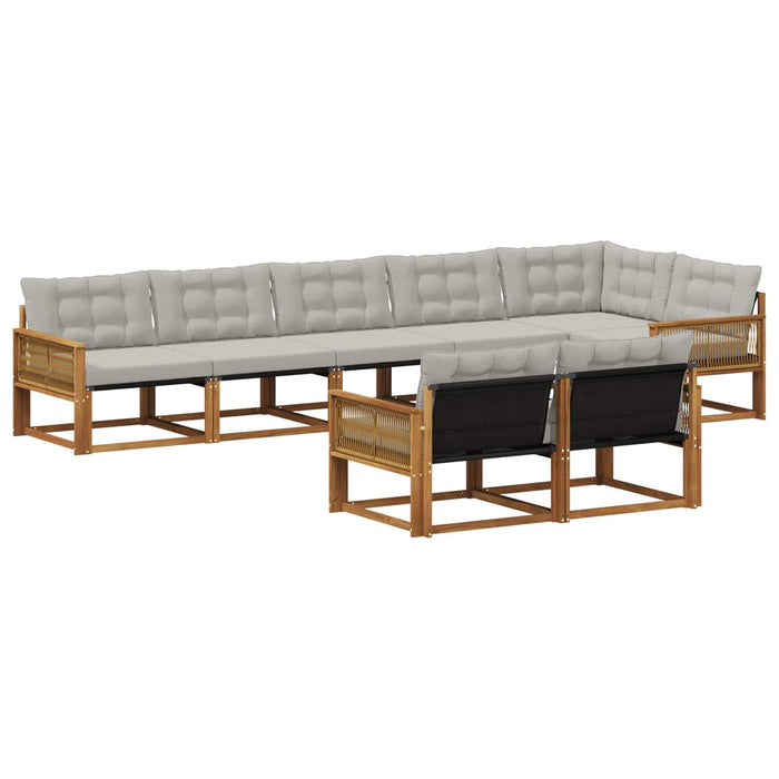 Set de canapele de exterior 8 pcs Natural și gri deschis WALTI