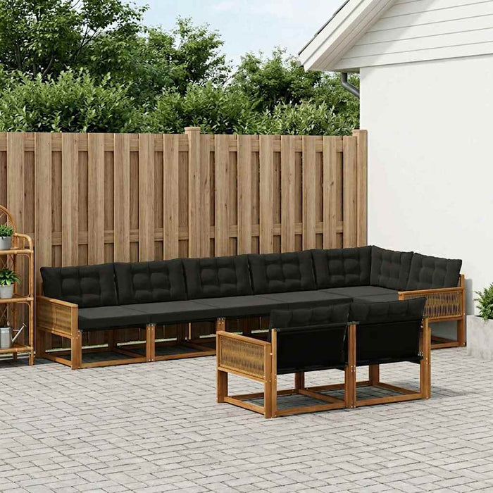 Set de canapele de exterior cu pernă 8 pcs Natural și Negru WALTI