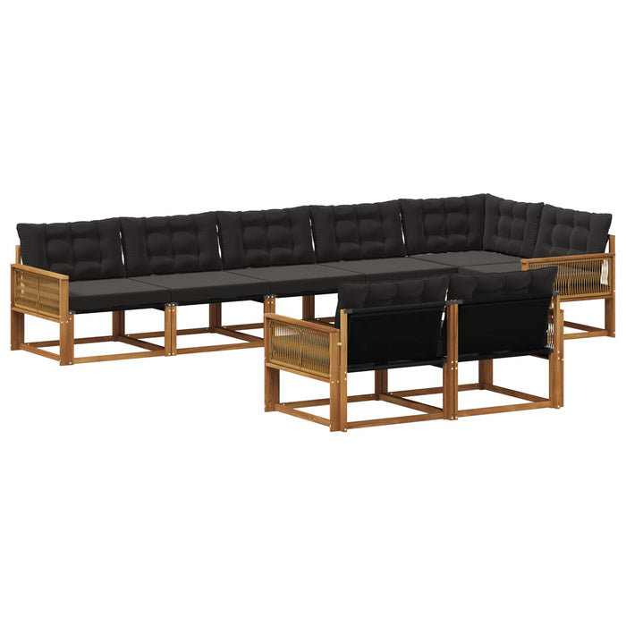 Set de canapele de exterior cu pernă 8 pcs Natural și Negru WALTI