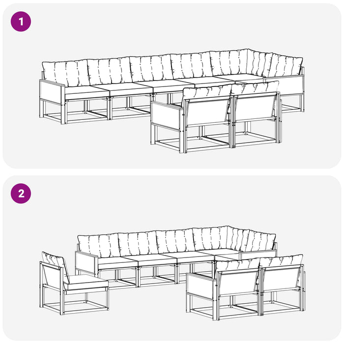 Set de canapele de exterior cu pernă 8 pcs Natural și Negru WALTI