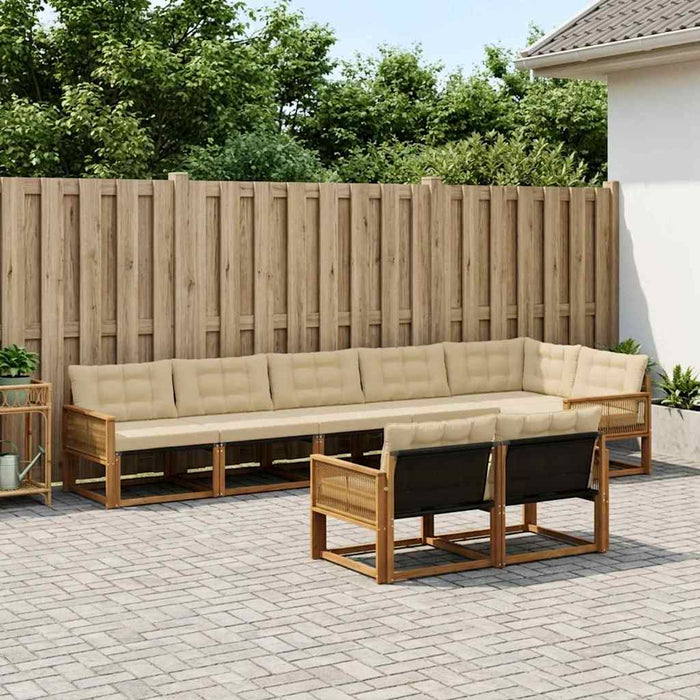 Set de canapele de exterior cu pernă 8 pcs Natural și Bej WALTI