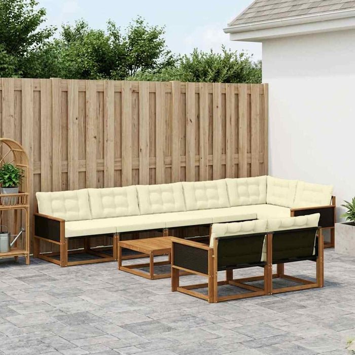 Set de canapele de exterior cu pernă 9 pcs Natural și Crem WALTI